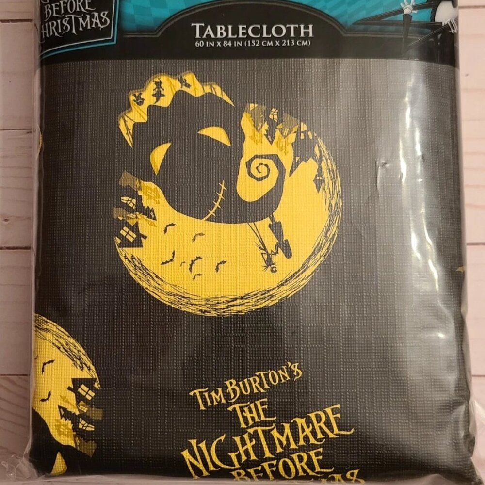 The Nightmare Before Christmas vinyl Tablecloth 60 x 84 inch Jack Disney yellow